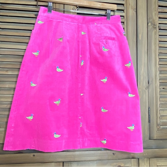 Lilly Pulitzer 90’s white label ducks on pink corduroy A-line skirt size-4 - Picture 9 of 10